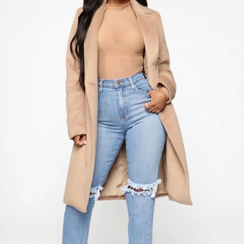 Fashion Nova It's A Long Story Coat in Taupe - NWT